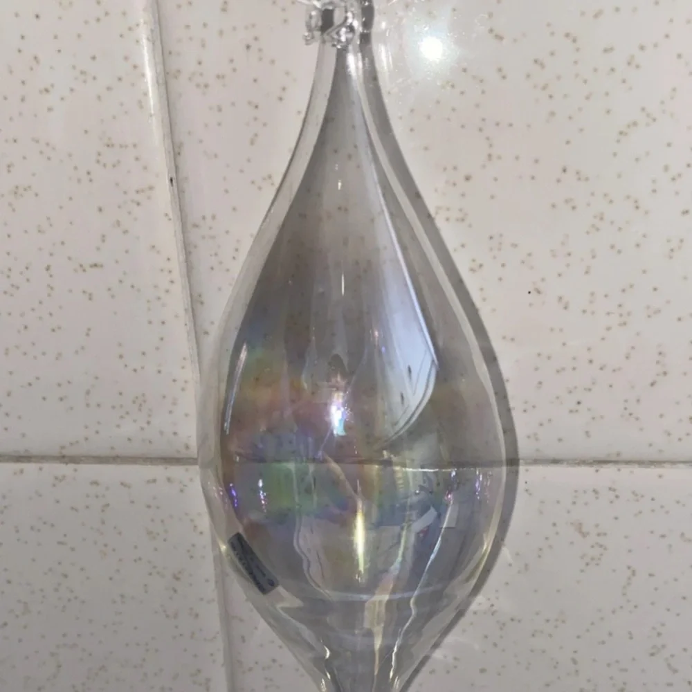Vintage‎ Silvestri Glass iridescent Teardrop Shape Christmas Ornament